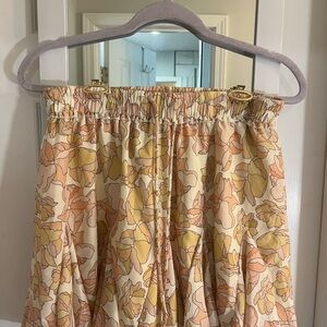 Wishlist A-Line Skirt with Floral Design in Cream and Yellow